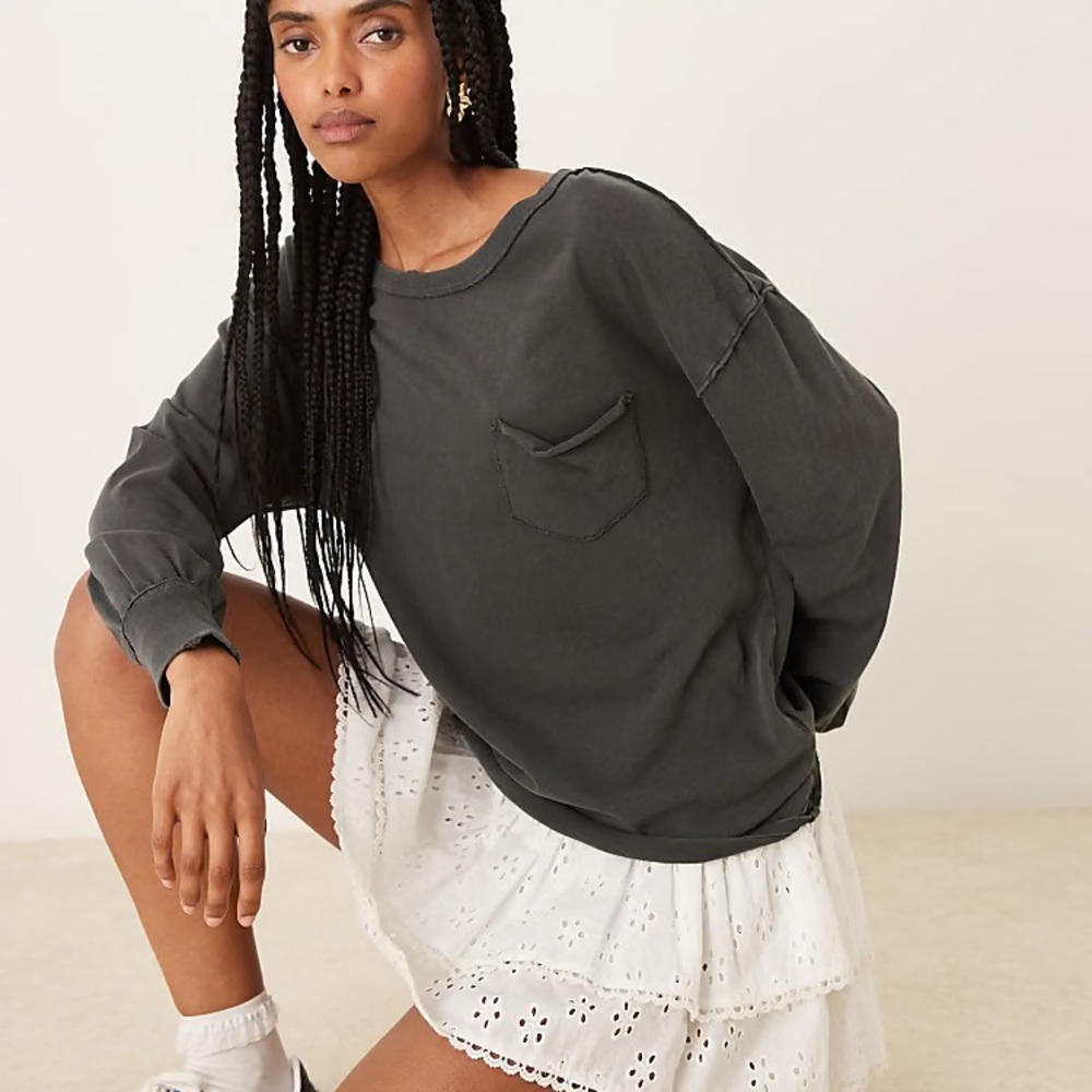 Free People We The Free Fade Into You Tee Size Medium NWT Washed Black